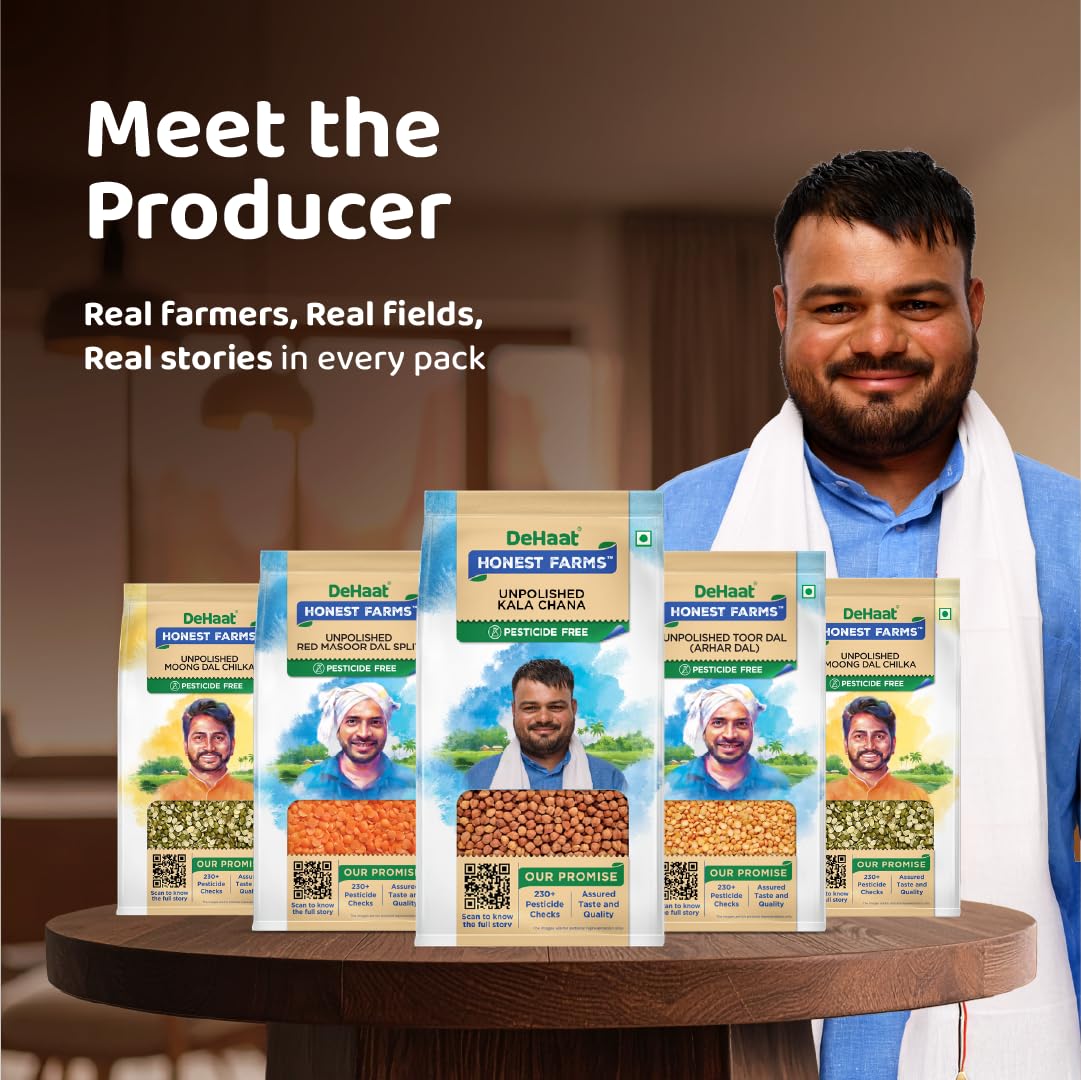 DeHaat Honest Farms Pesticide Free Unpolished Kala Chana 1 KG (Pack of 2)