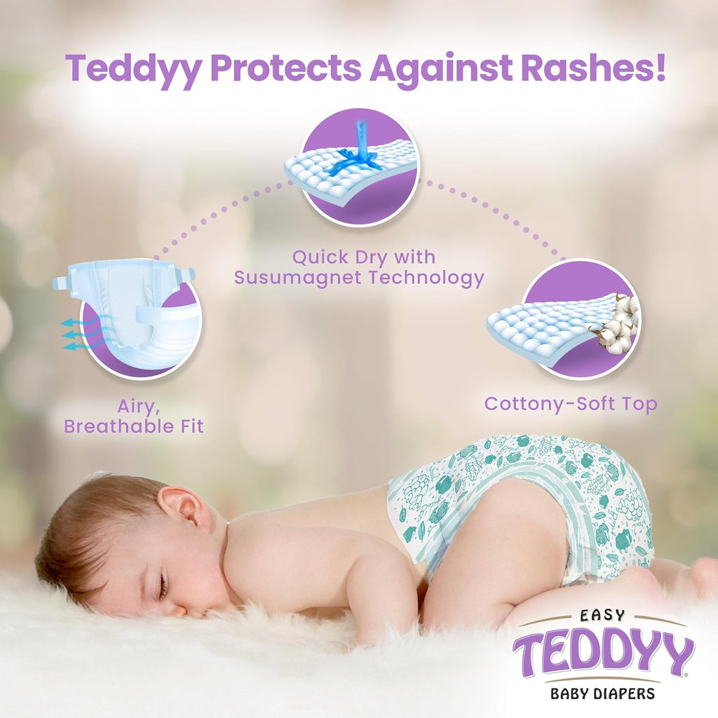 TEDDYY Easy Baby XL Size Diaper Tape Style | 56 Count (Extra Large) | 13-17 kgs (Pack of 1)