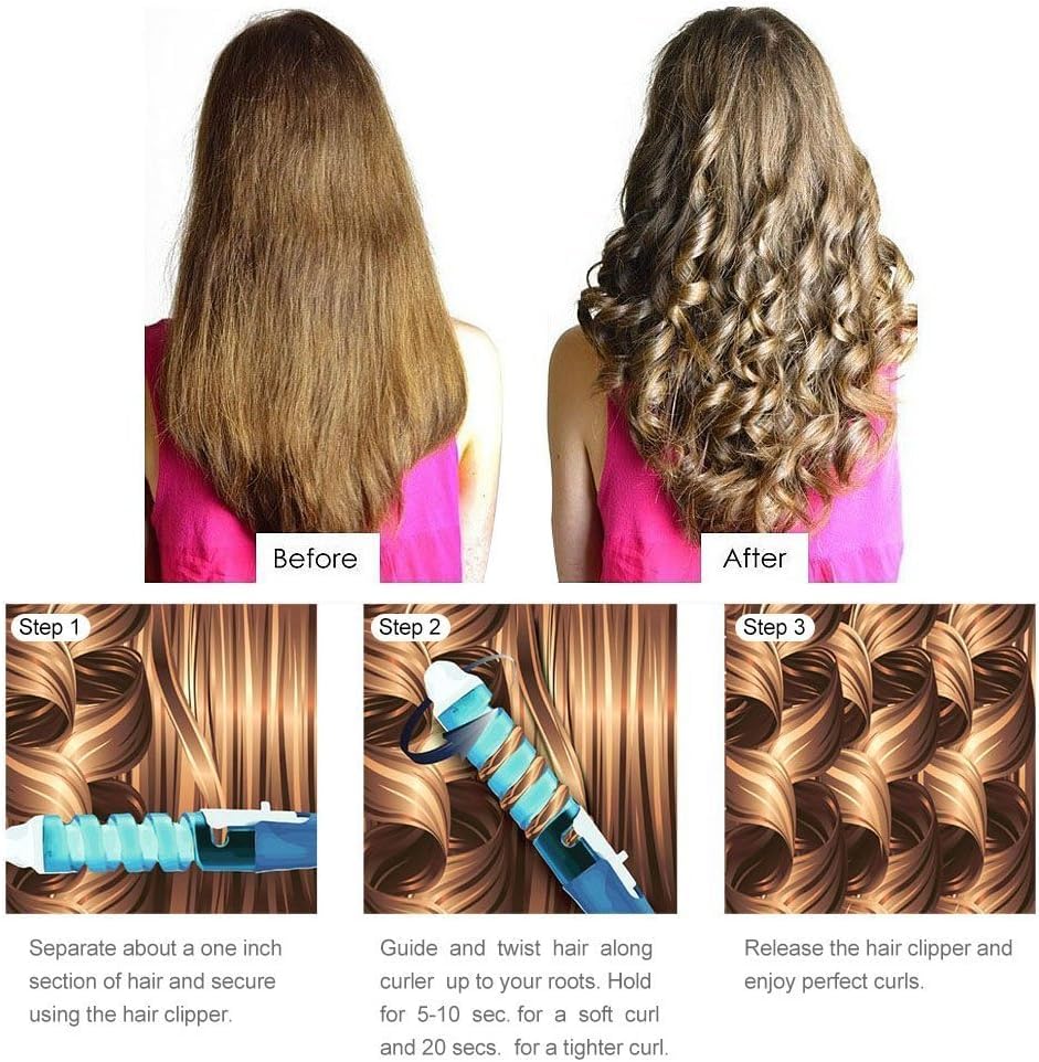 Professional Hair Curler Electric Curl Ceramic Spiral Curling Iron