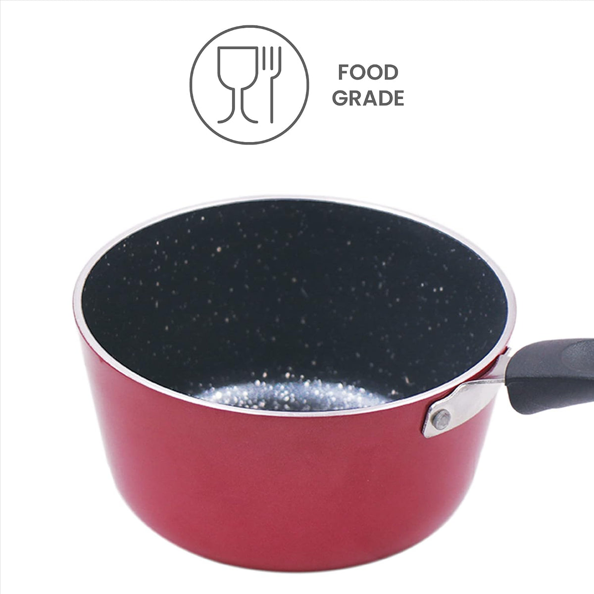 Milton Pro cook Granito Saucepan with Bakelite Handle, 14 cm, Aluminium Tea and Milk Pan, Boiling Pot, Non-Induction, 2 Years Warranty