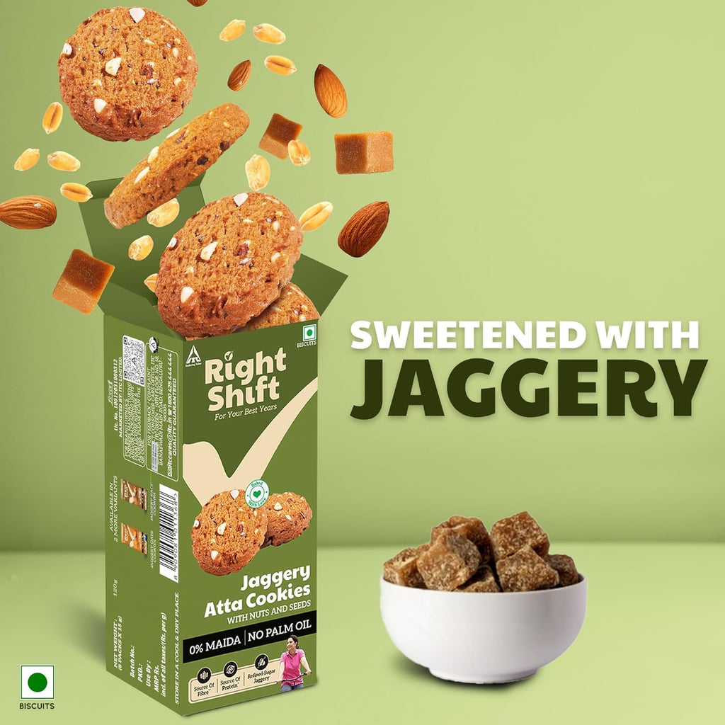 Right Shift Jaggery Atta Cookies, 120g