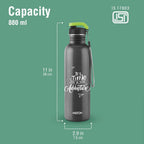 MILTON Marine 900 Stainless Steel Water Bottle, 2 Leakproof Lid, Single Walled, ISI Certified I For School, Office, Gym I 880 ml, Black