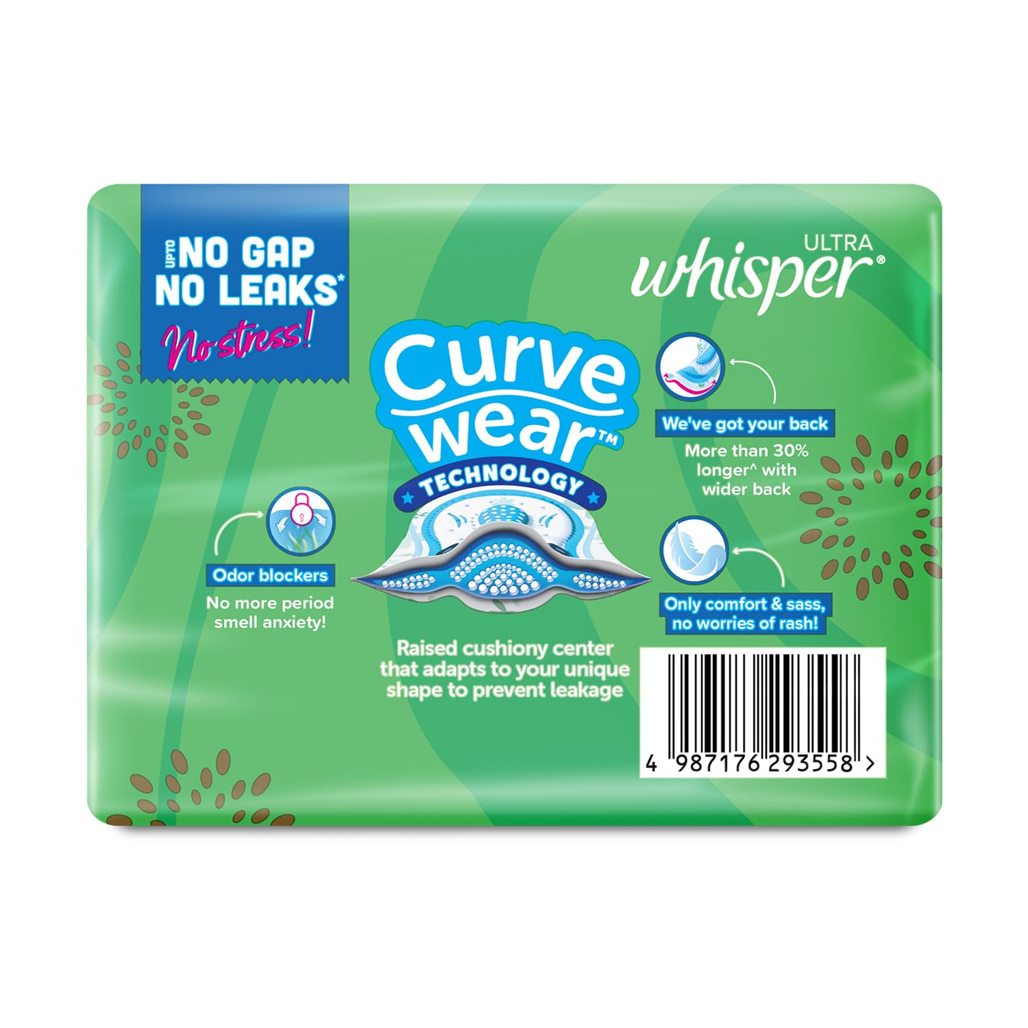 Whisper Ultra Upto No Gap No Leaks* Sanitary Pads, 15 XL+ Pads