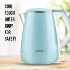 Havells Aqua Plus Electric Kettle 1.2 Litre, 1250 Watt | 304 Stainless Steel Inner Body | Cool Touch Body | Auto Shut-Off |Wider Mouth|2 Years Door Step Warranty by Havells (Blue)