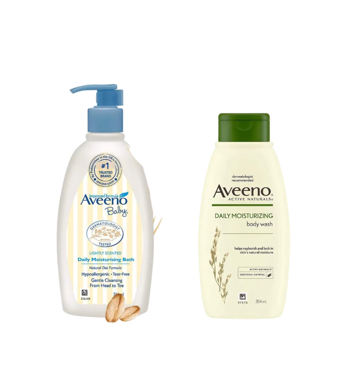 Aveeno Baby Daily Moisturising Bath for Delicate Skin 354ml & Aveeno Daily Moisturizing Body Wash for Normal to Dry Skin 354ml Combo Pack