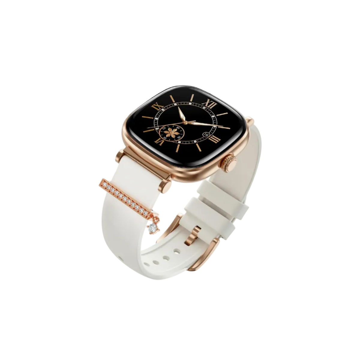 boAt Chrome Ivory Smart Watch for Women, co-Designed with GIVA, Limited Edition 925gm Silver Charm, 1.7" AMOLED Display, 1000 nits Brightness, Premium Metallic Build (Silver Charm Edition)