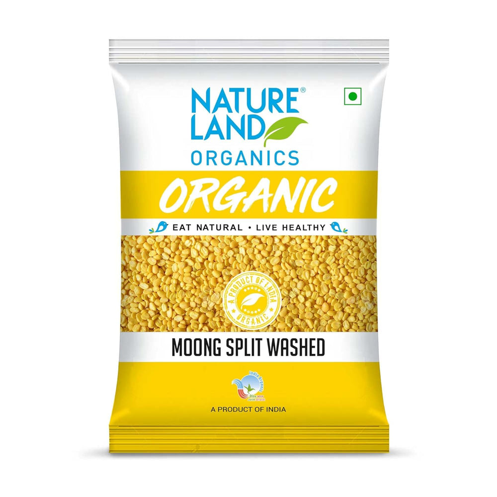 Natureland Organics Moong Dal Yellow/Split Washed 1 Kg - Organic Healthy Pulses
