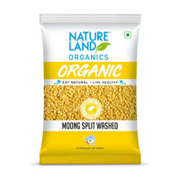Natureland Organics Moong Dal Yellow/Split Washed 1 Kg - Organic Healthy Pulses