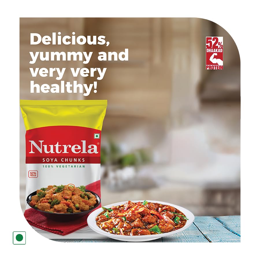 Nutrela SOYA Chunks, High Protein Soyabeans, Tender & Juicy SOYA Nuggets - 1kg