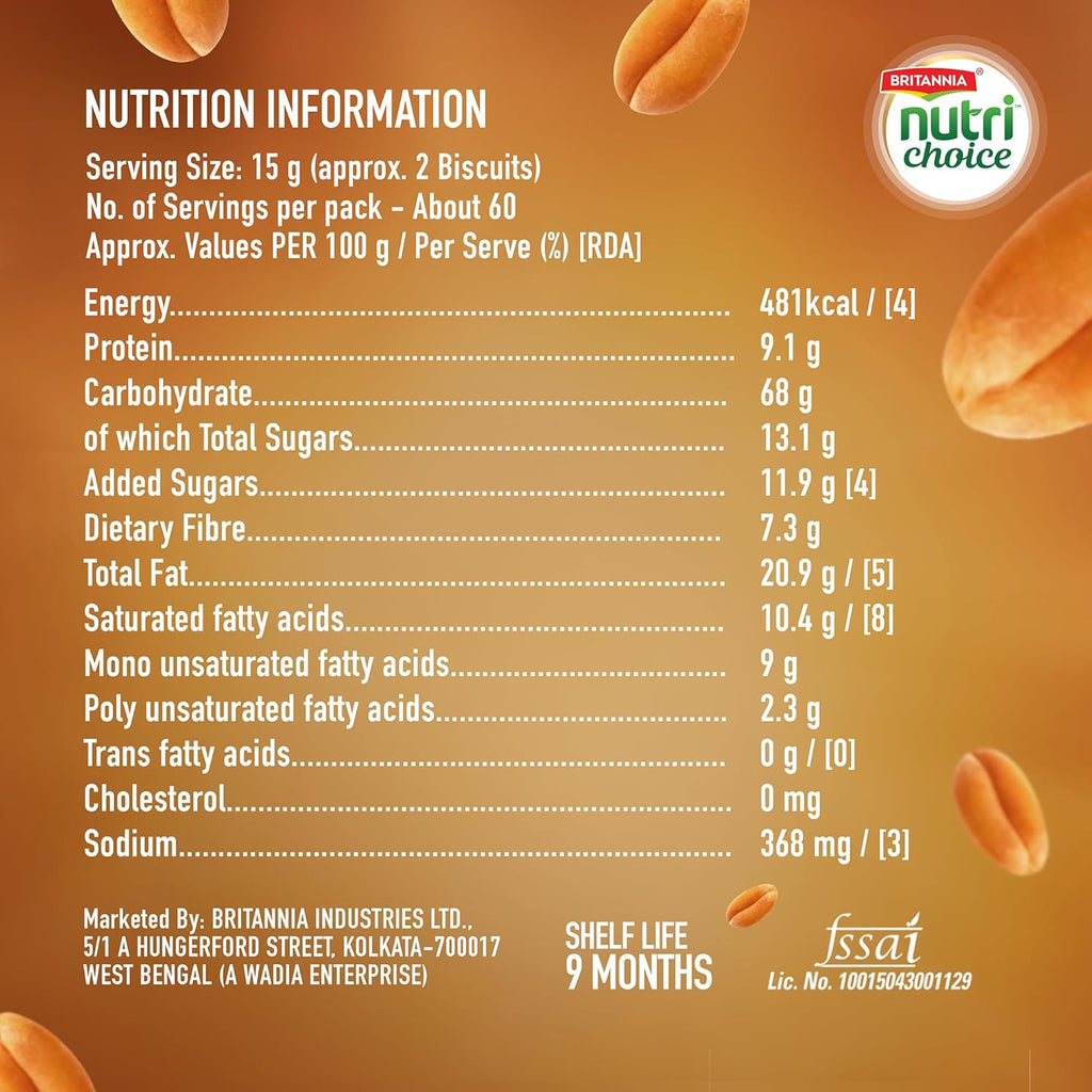 Britannia NutriChoice Digestive High Fibre Biscuits | 0% Maida