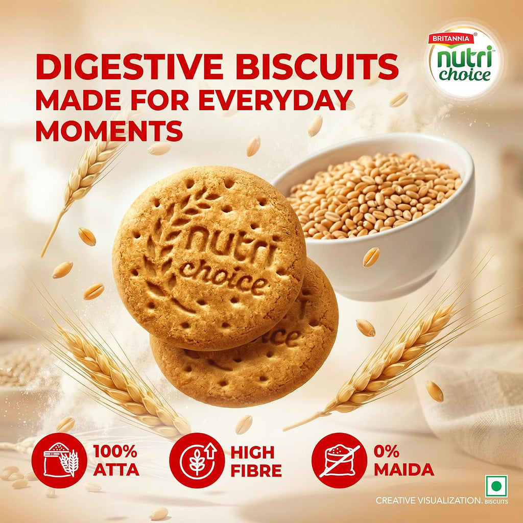 Britannia NutriChoice Digestive High Fibre Biscuits | 0% Maida