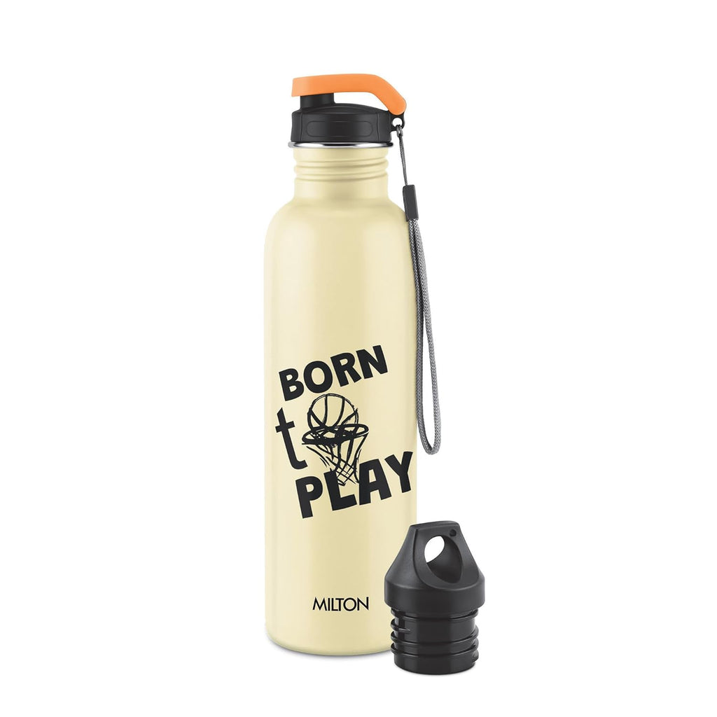MILTON Marine 900 Stainless Steel Water Bottle, 2 Leakproof Lid, Single Walled, ISI Certified I For School, Office, Gym I 880 ml, Ivory