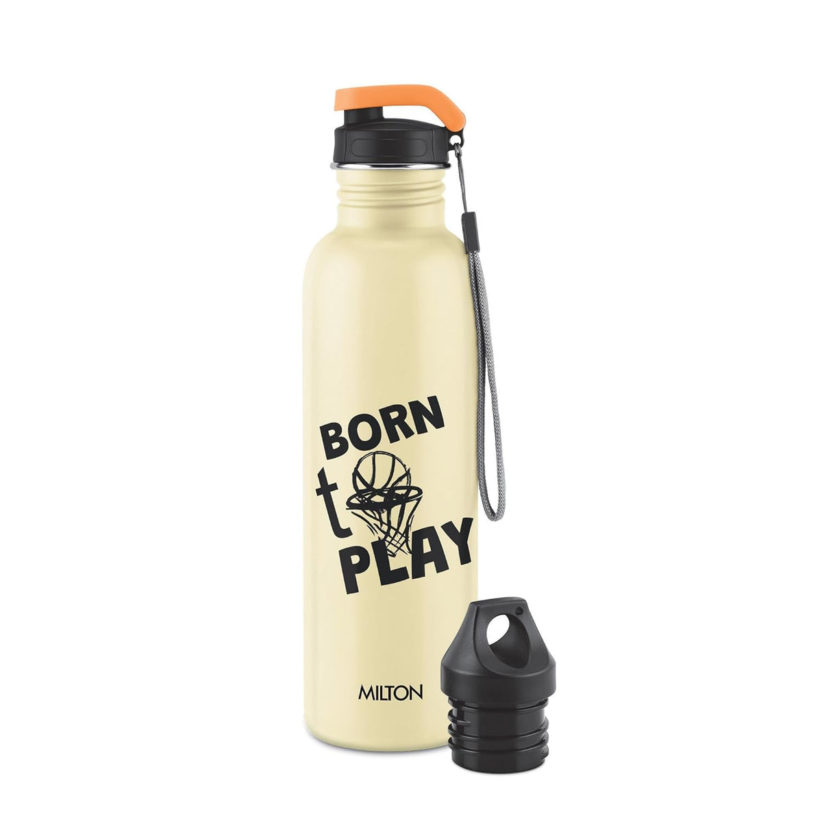 MILTON Marine 900 Stainless Steel Water Bottle, 2 Leakproof Lid, Single Walled, ISI Certified I For School, Office, Gym I 880 ml, Ivory