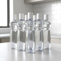 Pacific Pack of 6 Water Bottles, 1 Litre Each, Reusable Plastic Fridge Bottle Set, BPA Free and Leak Proof Bottles for Travel, Work, Grey 1000ml
