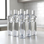 Pacific Pack of 6 Water Bottles, 1 Litre Each, Reusable Plastic Fridge Bottle Set, BPA Free and Leak Proof Bottles for Travel, Work, Grey 1000ml