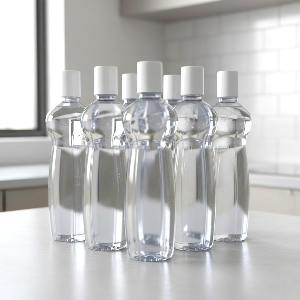 Pacific Pack of 6 Water Bottles, 1 Litre Each, Reusable Plastic Fridge Bottle Set, BPA Free and Leak Proof Bottles for Travel, Work, Grey 1000ml