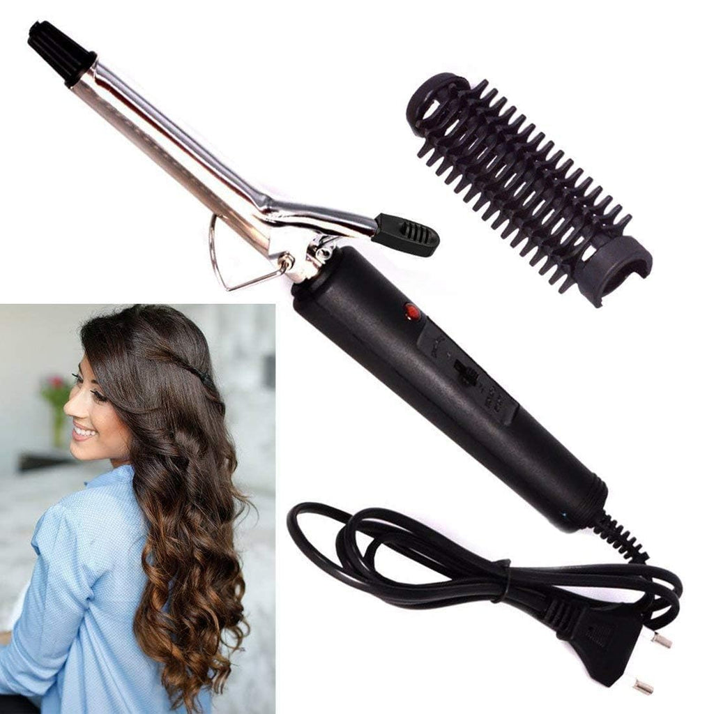 Professional Electric Hair Curler for Women | Black & Silver Curling Iron with Long-Lasting Styling Rollers