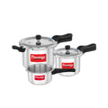 Prestige 2 Litre + 3 Litre + 5 Litre Aluminium Svachh Outer Lid Pressure Cooker Combo with 2 Lids | Deep Lid for Spillage Control | Gas & Induction Compatible | Gasket Release Sys | 5Y Warranty