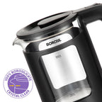 Borosil 1380 W Cooltouch 1.5L Electric Glass Kettle | Borosilicate Glass Body with Blue LED | Cool Touch Exterior | Auto Shut Off | 360° Base | 2 Year Warranty