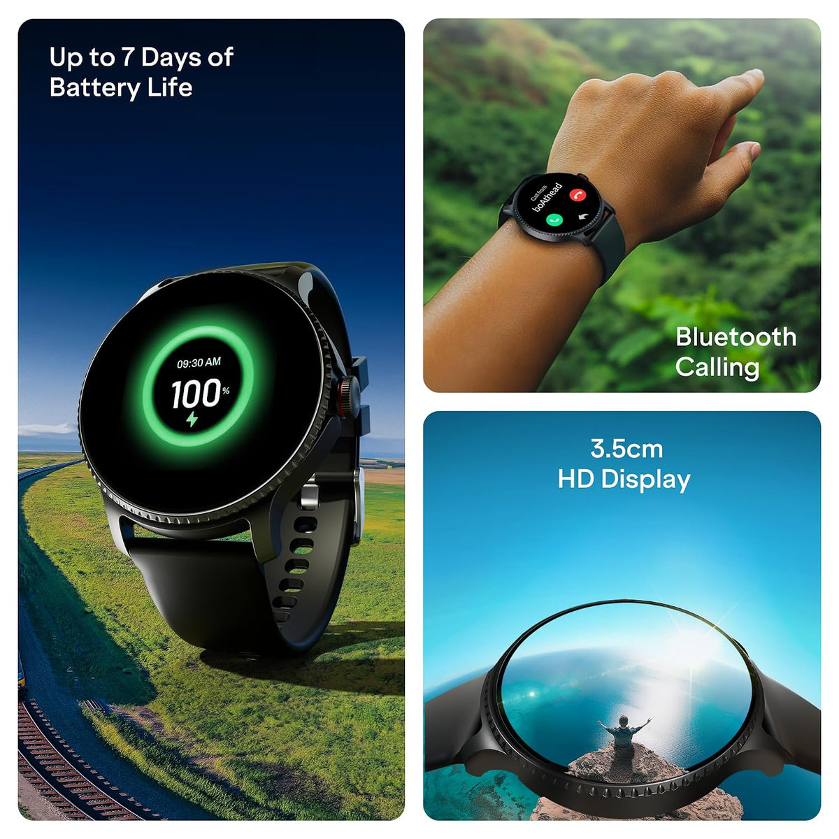 boAt Lunar Discovery – 2026 Edition w/ 1.39" (3.5 cm) HD Display, Bluetooth Calling, Emergency SOS, HR, SpO2 & Sleep Tracking Smart Watch for Men & Women (Active Black)