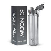 MILTON Aston 1000 BPA & BPS-Free Water Bottle 1 ltr | Food-Grade Plastic | One-Click Open | Leak-Proof | Sip & Gulp Lid I Ideal for Office, School, College, Gym, Grey