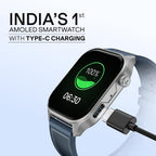 boAt New Launch Ultima Vogue 2, India's First AMOLED Type-C Smartwatch, 1.96" Display, 1000 nits Brightness, Metal Body w/Premium Straps, 10-Days Battery Life, Smartwatch for Men & Women (Deep Blue)