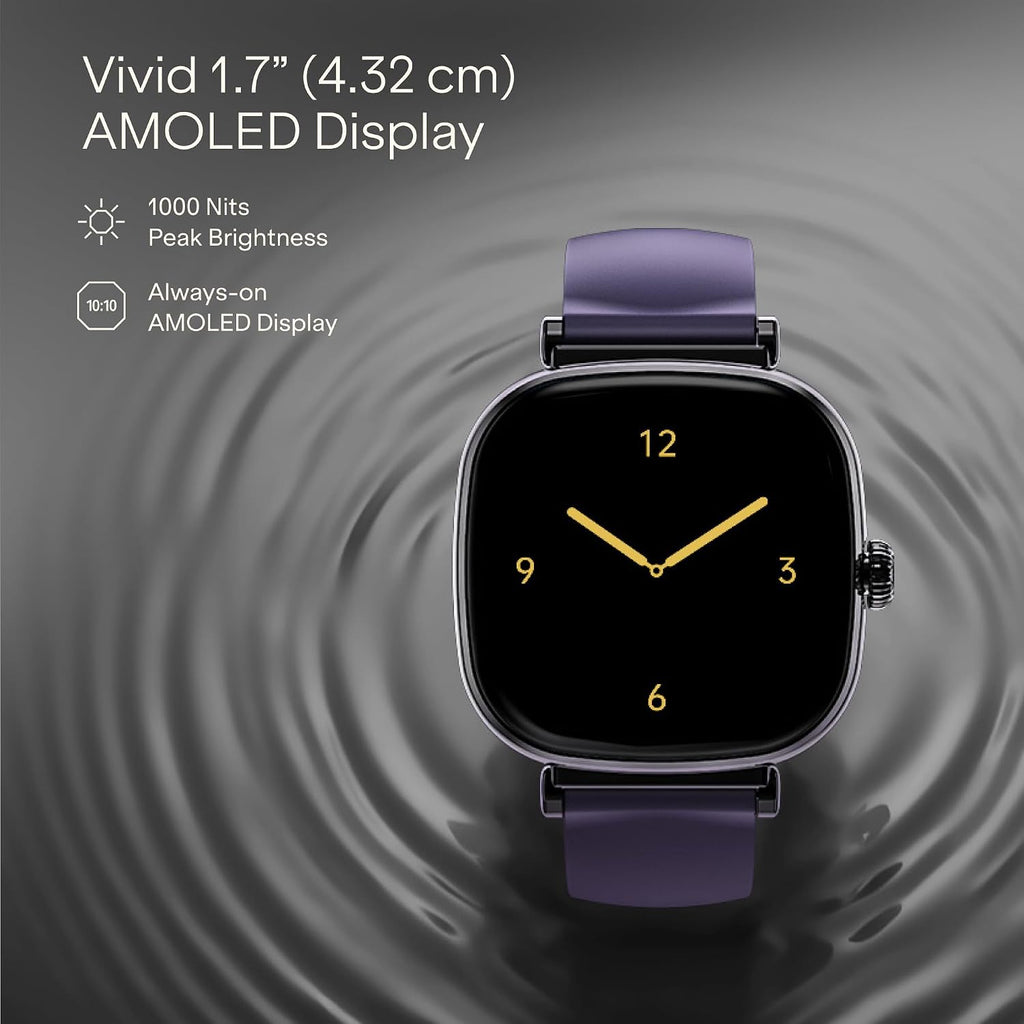 boAt Chrome Ivory Smart Watch for Women, co-Designed with GIVA, 1.7" AMOLED Display, 1000 nits Brightness, Premium Metallic Build, Female Wellness Tracker smartwatch for Women (Twilight Purple)
