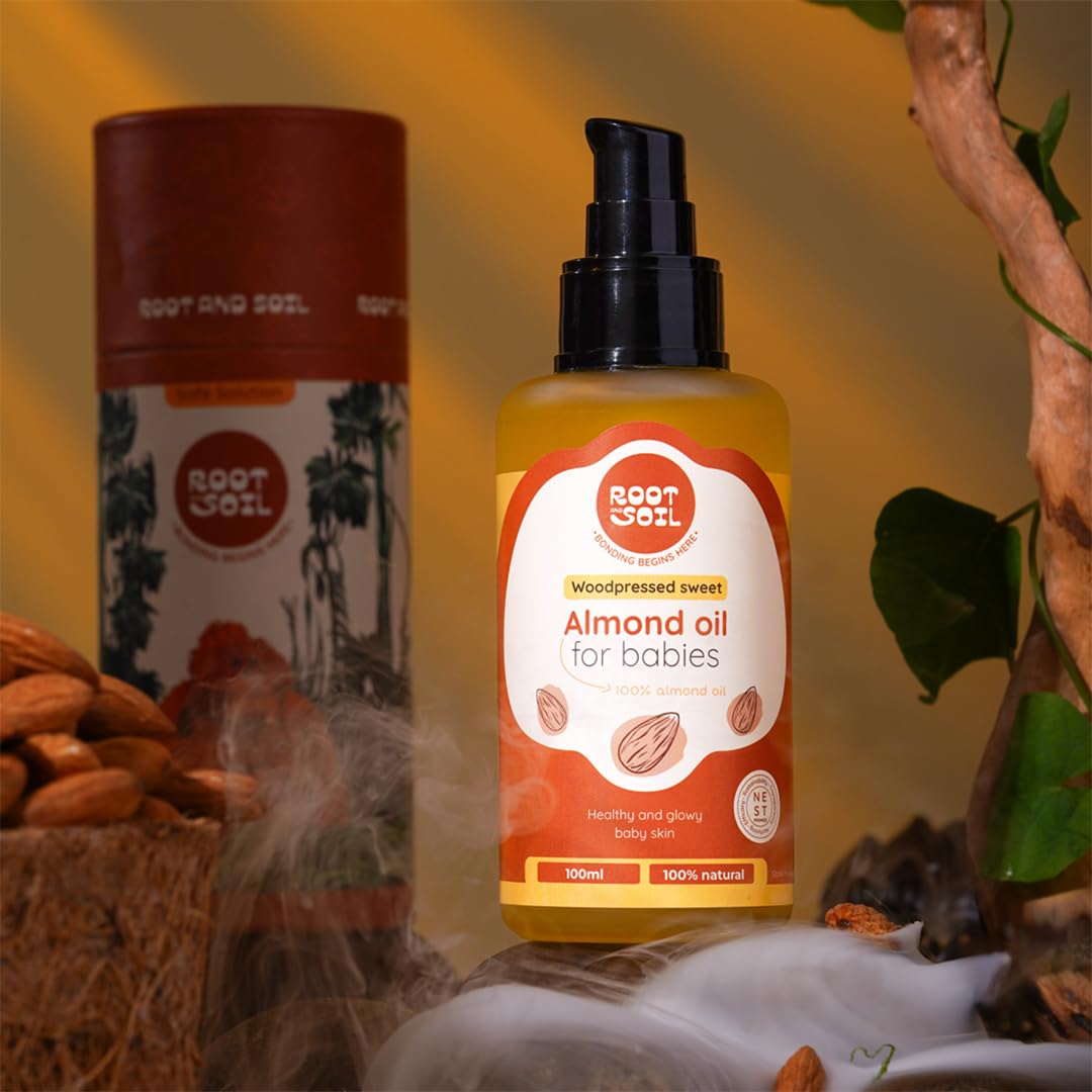 ROOT and SOIL Wood-Pressed Sweet Almond Oil for Babies - 100 ML,