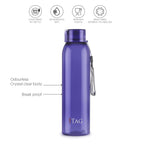 CELLO My Tag PET Water Bottle | 100% food grade | Leak proof and Break proof | Set of 3-1000ml | Violet