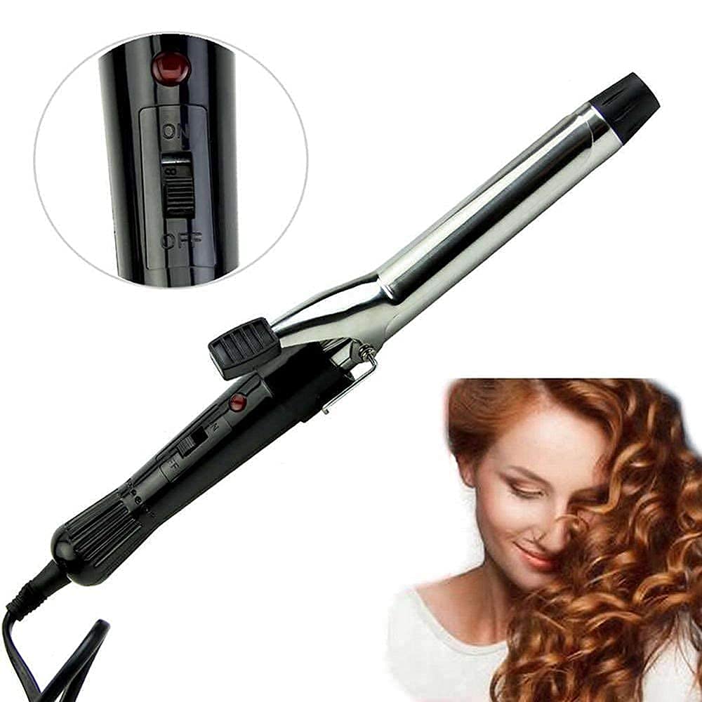 Professional Electric Hair Curler for Women | Black & Silver Curling Iron with Long-Lasting Styling Rollers