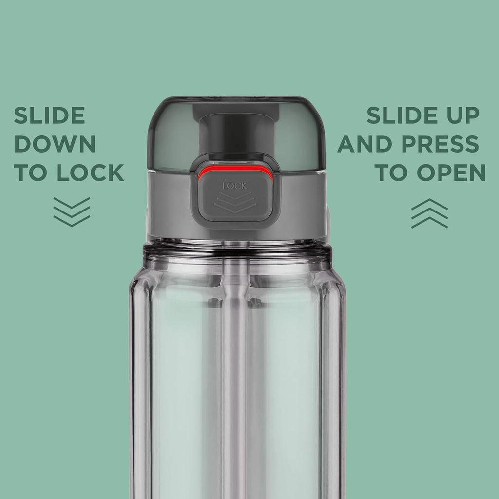 MILTON Aston 1000 BPA & BPS-Free Water Bottle 1 ltr | Food-Grade Plastic | One-Click Open | Leak-Proof | Sip & Gulp Lid I Ideal for Office, School, College, Gym, Grey