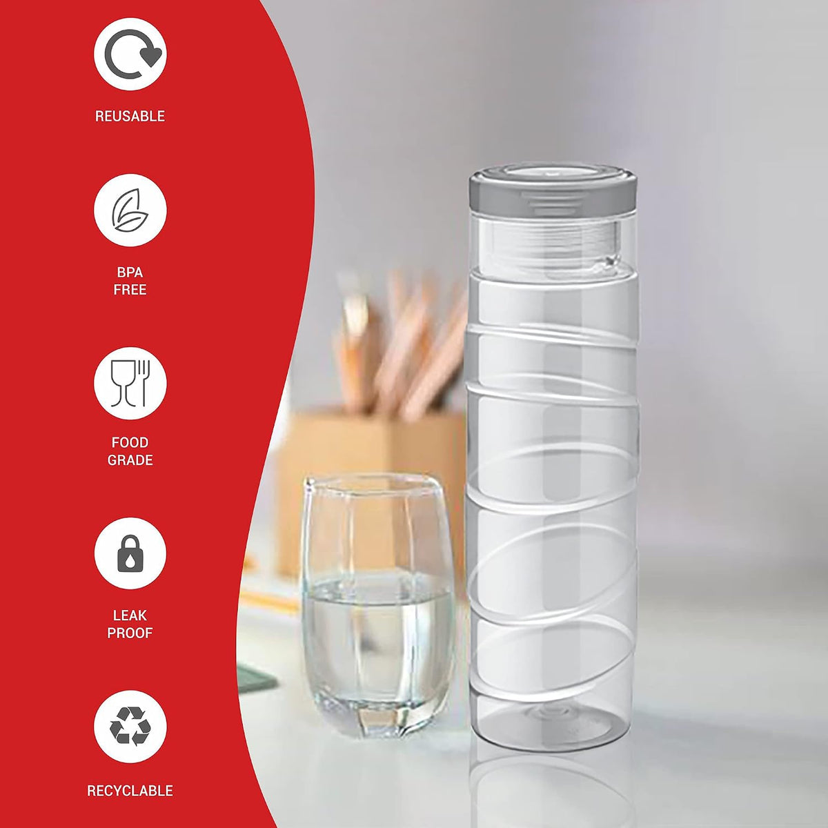 Milton Thunder 1000 Pet Water Bottle, 1 Piece, 1 Litre, Grey