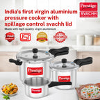Prestige 2 Litre + 3 Litre + 5 Litre Aluminium Svachh Outer Lid Pressure Cooker Combo with 2 Lids | Deep Lid for Spillage Control | Gas & Induction Compatible | Gasket Release Sys | 5Y Warranty