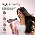 Ikonic Me Ultralight Professional Hair Dryer 2000 Watts With Nozzle, Diffuser, Hot And Cold Air Feauture, 2 Speed 3 Heat Settings With Cool Shot, Hanging Loop, For Both Men And Women, Suitable For All Hair Types, 1 Yr Warranty, Mauve