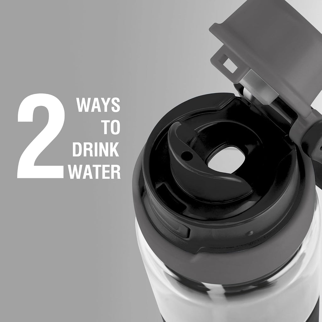 MILTON Navi 800 2-in-1 Lid Sip or Gulp Water Bottle 800 ml | Sturdy Handle I BPA Free| Food-Grade | One-Touch Open | Leak-Proof | Ideal for Office, School, College, Gym, Black