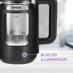 Borosil 1380 W Cooltouch 1.5L Electric Glass Kettle | Borosilicate Glass Body with Blue LED | Cool Touch Exterior | Auto Shut Off | 360° Base | 2 Year Warranty