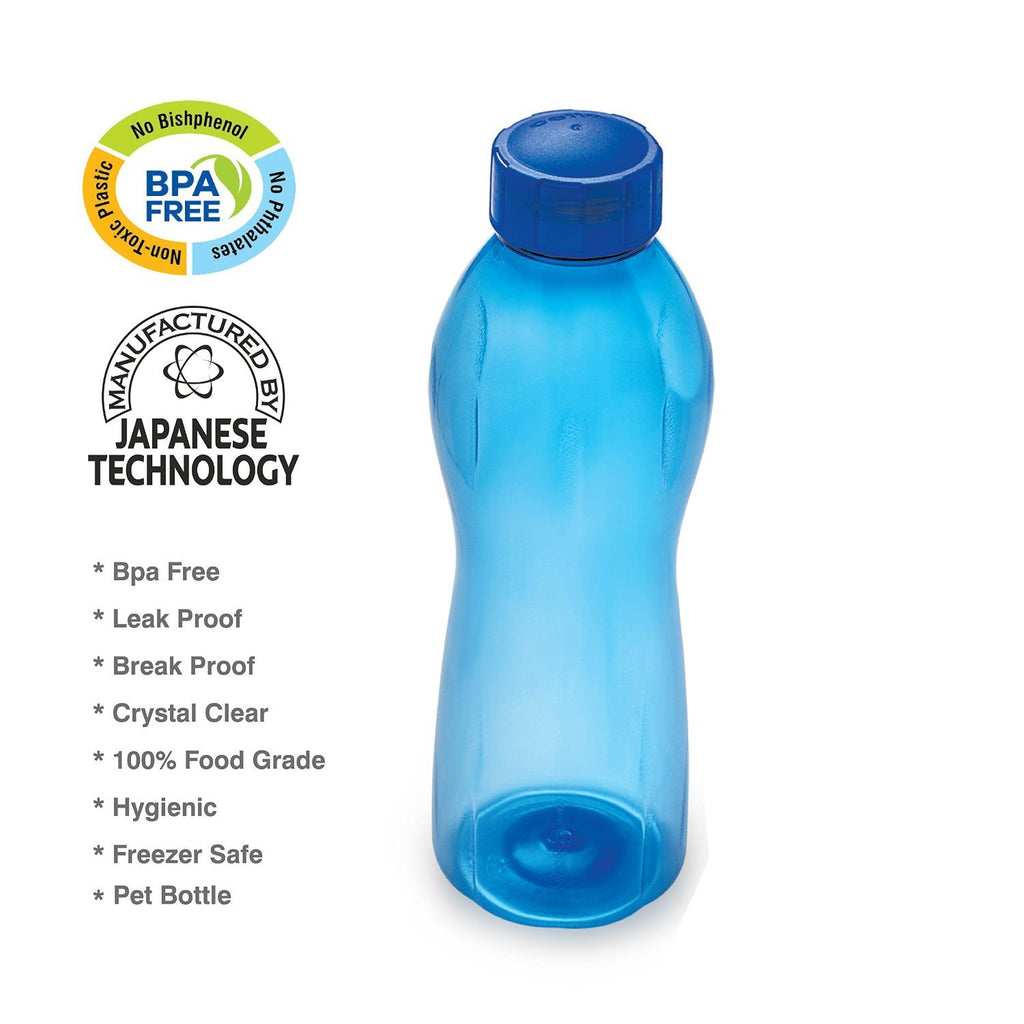 Cello Maxis PET Bottle Set, 1 Litre, Set of 6, Blue