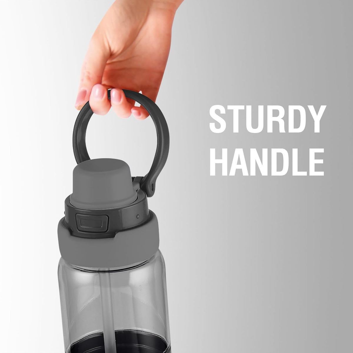 MILTON Navi 800 2-in-1 Lid Sip or Gulp Water Bottle 800 ml | Sturdy Handle I BPA Free| Food-Grade | One-Touch Open | Leak-Proof | Ideal for Office, School, College, Gym, Black