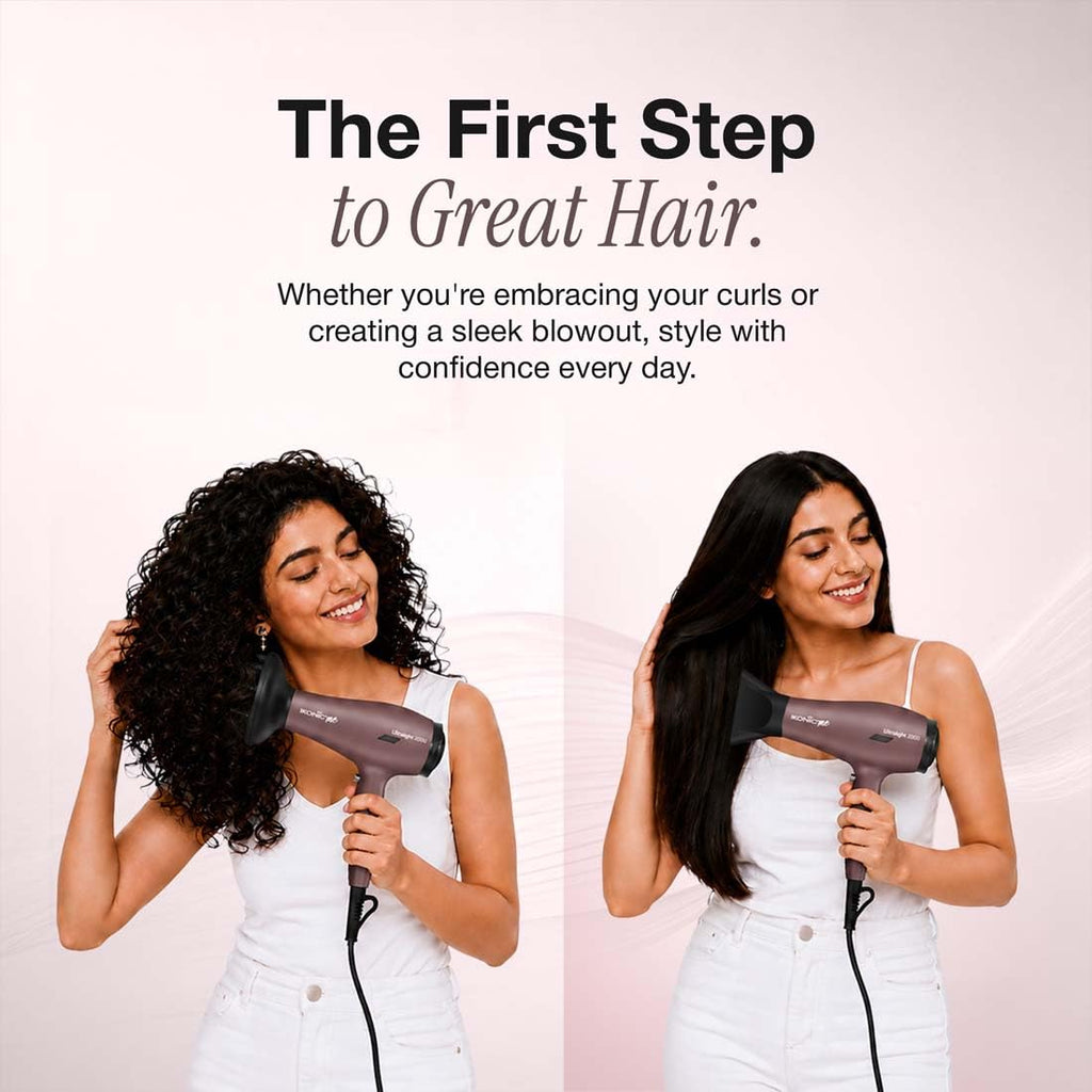 Ikonic Me Ultralight Professional Hair Dryer 2000 Watts With Nozzle, Diffuser, Hot And Cold Air Feauture, 2 Speed 3 Heat Settings With Cool Shot, Hanging Loop, For Both Men And Women, Suitable For All Hair Types, 1 Yr Warranty, Mauve