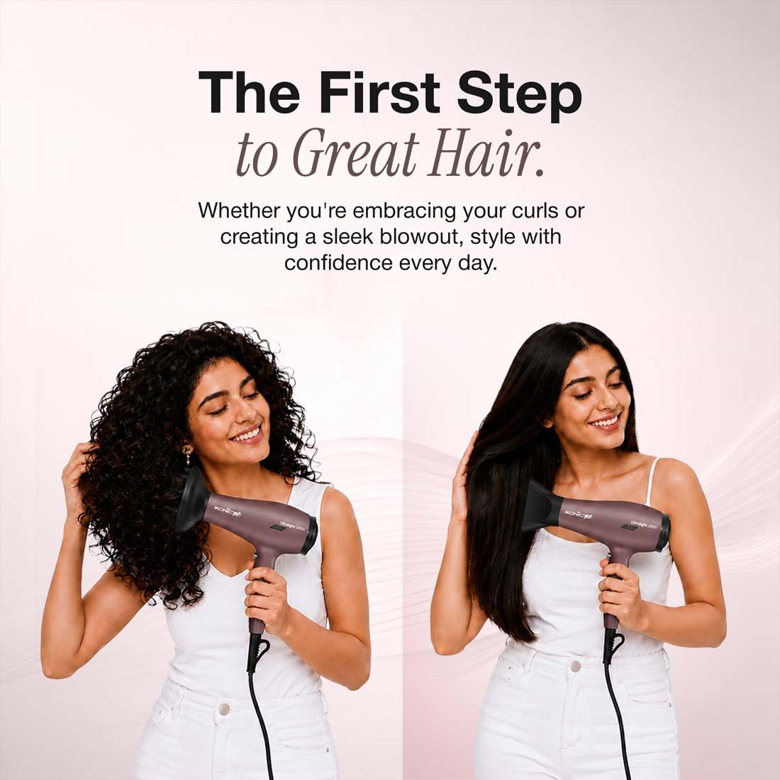 Ikonic Me Ultralight Professional Hair Dryer 2000 Watts With Nozzle, Diffuser, Hot And Cold Air Feauture, 2 Speed 3 Heat Settings With Cool Shot, Hanging Loop, For Both Men And Women, Suitable For All Hair Types, 1 Yr Warranty, Mauve