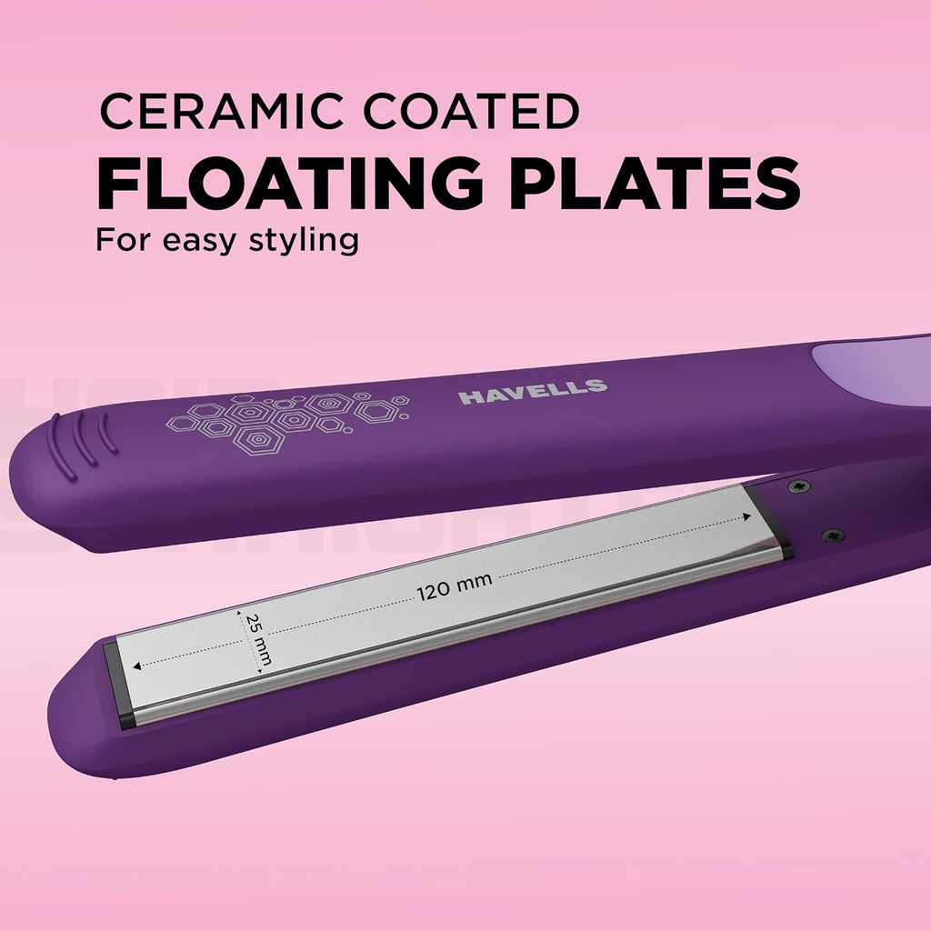 Havells HS4101 Ceramic Plates Fast Heat up Hair Straightener, Straightens & Curls, Suitable for all Hair Types (Purple) Visit the Havells Store
