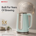 Havells CRAFT Kettle | OptiHeat Tech for Custom Temperature Setting | Real Time Temperature Display |12 Hour Keep Warm Function | Strix Controller for 5x Lifespan | 3x Safety Protection (Blue & Gold)