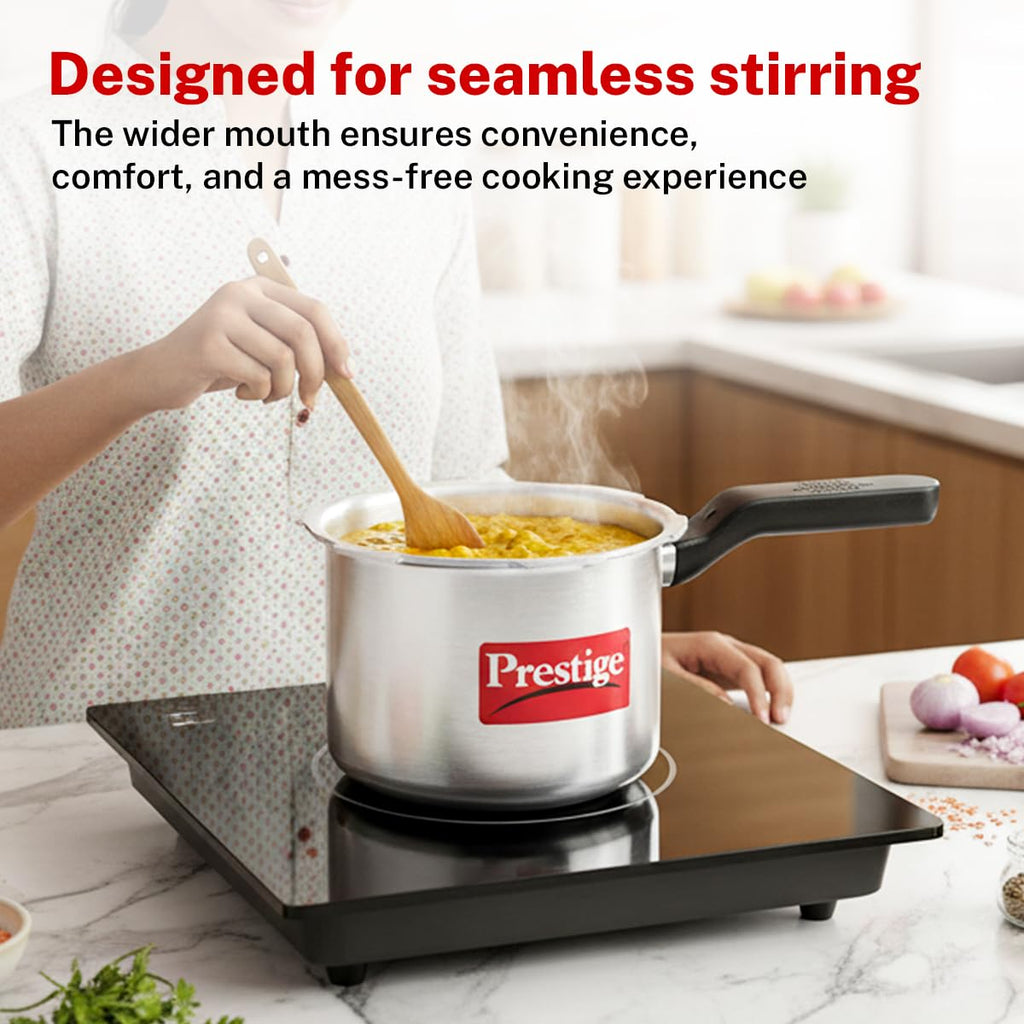 Prestige 2 Litre + 3 Litre + 5 Litre Aluminium Svachh Outer Lid Pressure Cooker Combo with 2 Lids | Deep Lid for Spillage Control | Gas & Induction Compatible | Gasket Release Sys | 5Y Warranty
