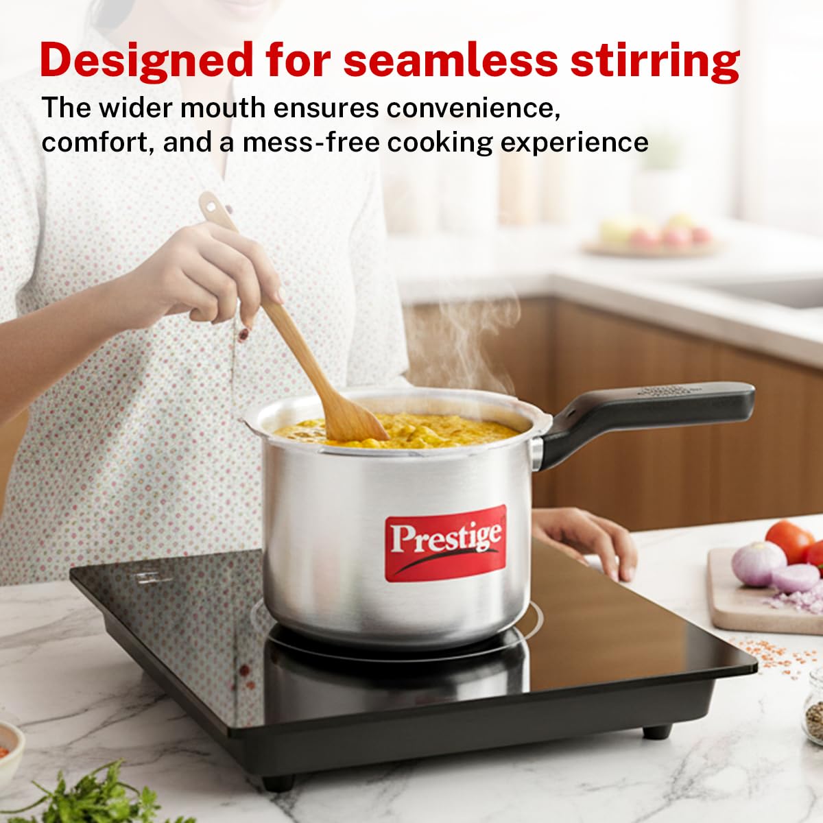 Prestige 2 Litre + 3 Litre + 5 Litre Aluminium Svachh Outer Lid Pressure Cooker Combo with 2 Lids | Deep Lid for Spillage Control | Gas & Induction Compatible | Gasket Release Sys | 5Y Warranty