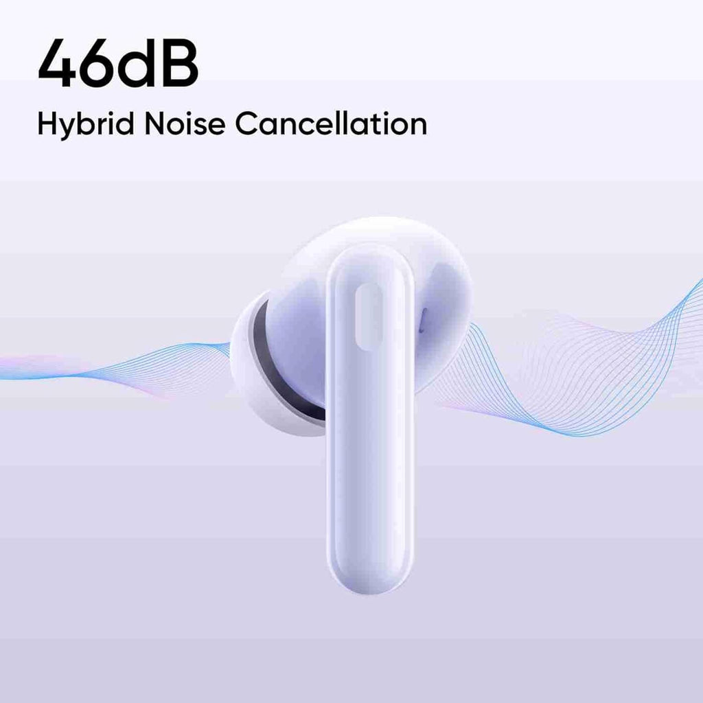 realme Buds T310 True Wireless in-Ear Earbuds with 46dB Hybrid ANC, 360° Spatial Audio, 12.4mm Dynamic Bass Driver, Upto 40Hrs Battery and Fast Charging (Monet Purple)