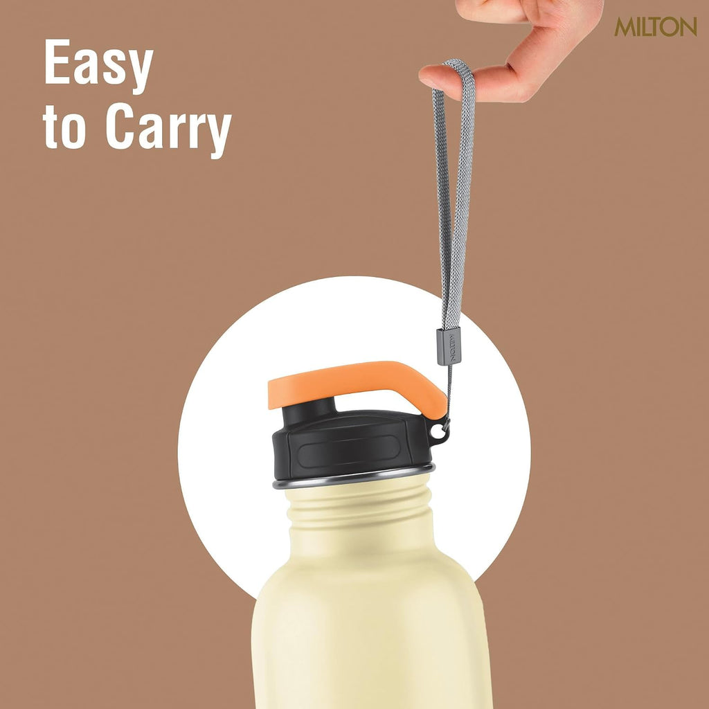 MILTON Marine 900 Stainless Steel Water Bottle, 2 Leakproof Lid, Single Walled, ISI Certified I For School, Office, Gym I 880 ml, Ivory