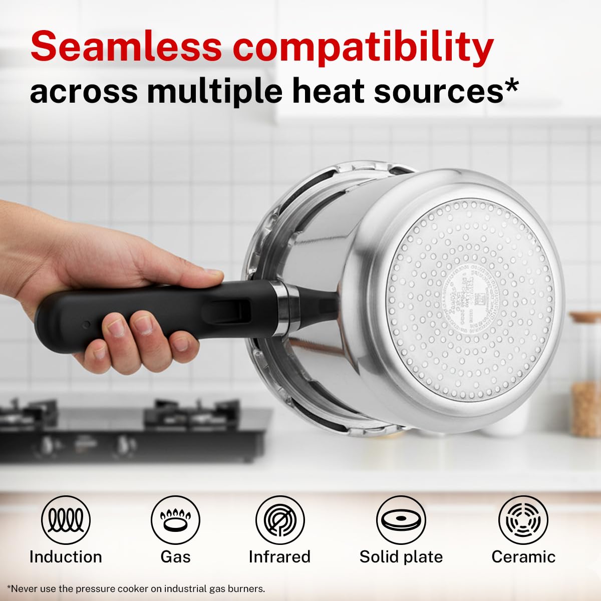 Prestige 2 Litre + 3 Litre + 5 Litre Aluminium Svachh Outer Lid Pressure Cooker Combo with 2 Lids | Deep Lid for Spillage Control | Gas & Induction Compatible | Gasket Release Sys | 5Y Warranty