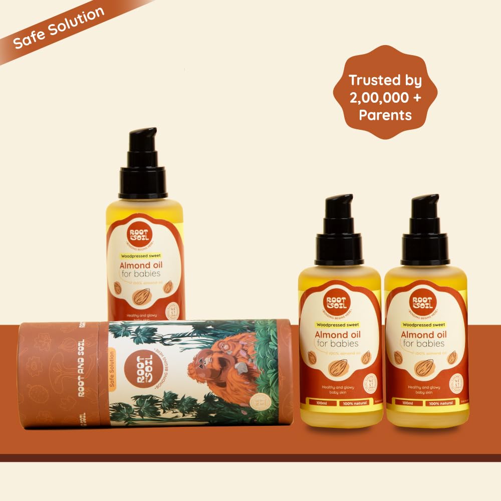 ROOT and SOIL Wood-Pressed Sweet Almond Oil for Babies - 100 ML,