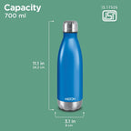 Milton Duo DLX 750 Thermosteel 700 ml Water Bottle, 24 Hr Hot and Cold I Leak Proof Lid, ISI Certified I Vacuum Insulated I for Office, Gym, School I Matt Blue