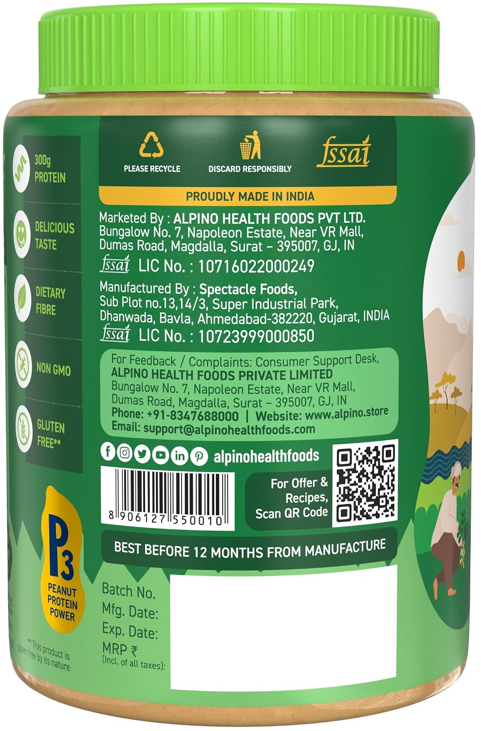 ALPINO Natural Peanut Butter Crunch 1kg